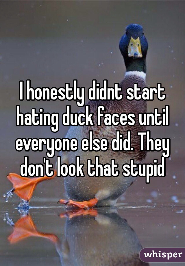 I honestly didnt start hating duck faces until everyone else did. They don't look that stupid