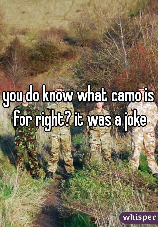 you do know what camo is for right? it was a joke