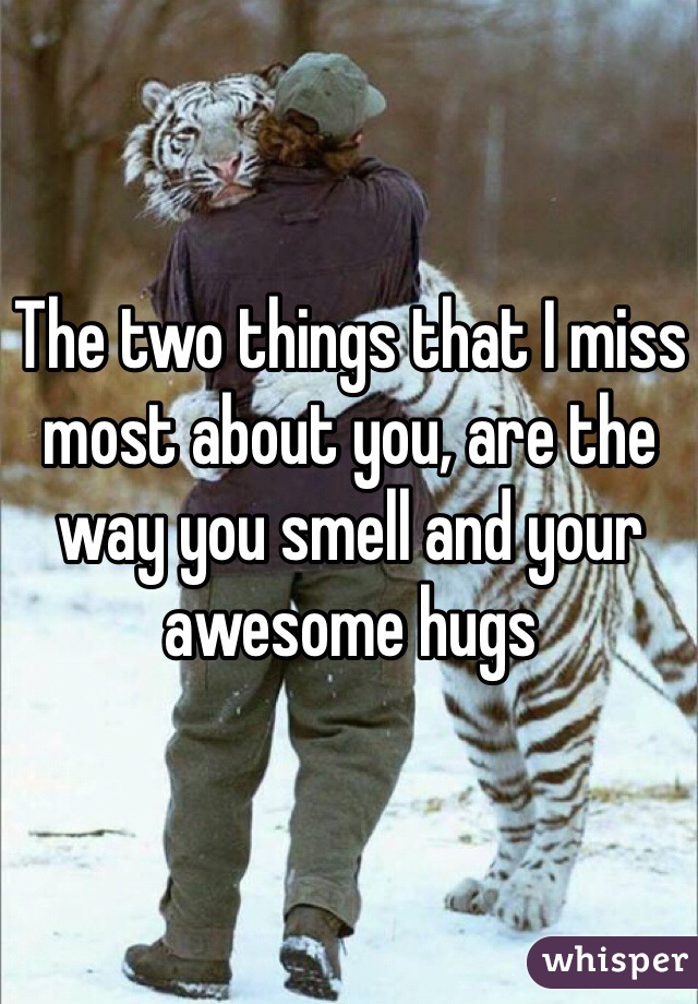 The two things that I miss most about you, are the way you smell and your awesome hugs