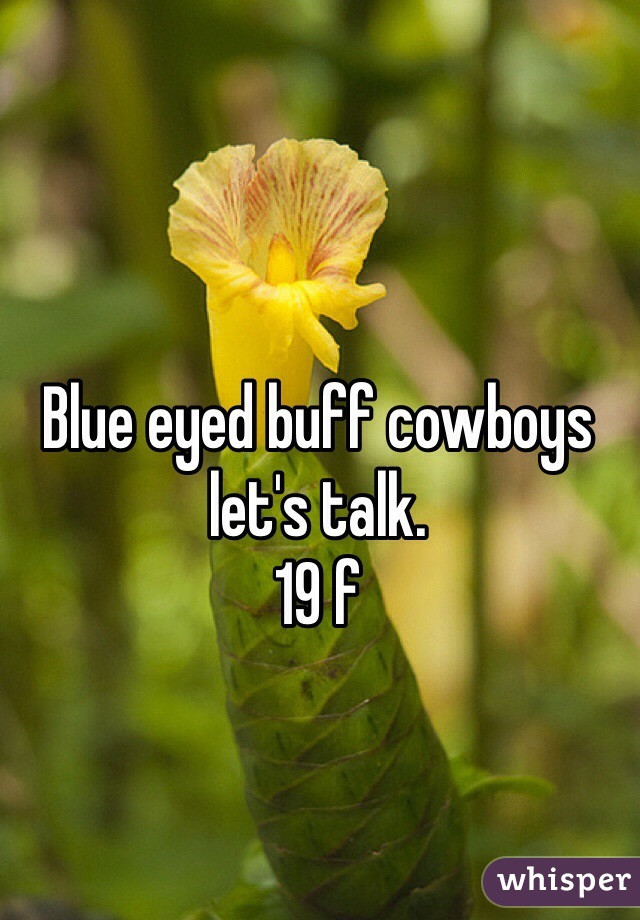 Blue eyed buff cowboys let's talk. 
19 f 