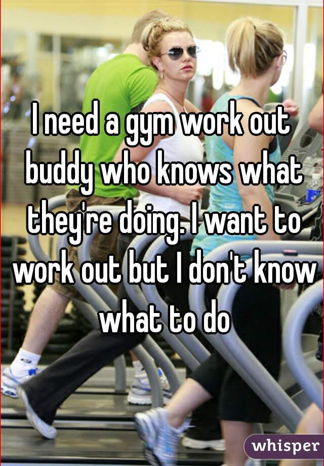 I need a gym work out buddy who knows what they're doing. I want to work out but I don't know what to do