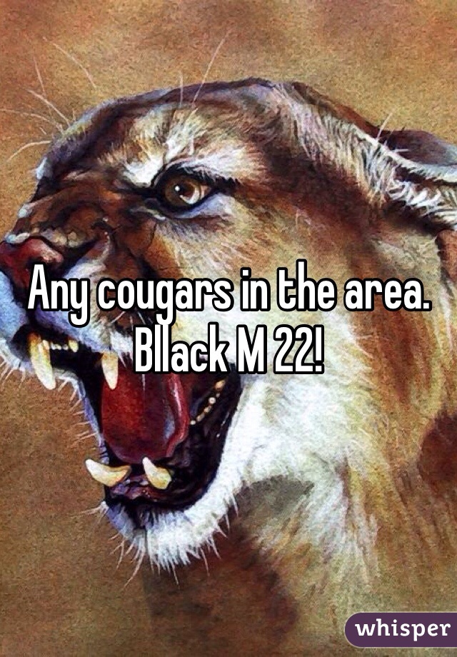 Any cougars in the area. Bllack M 22!