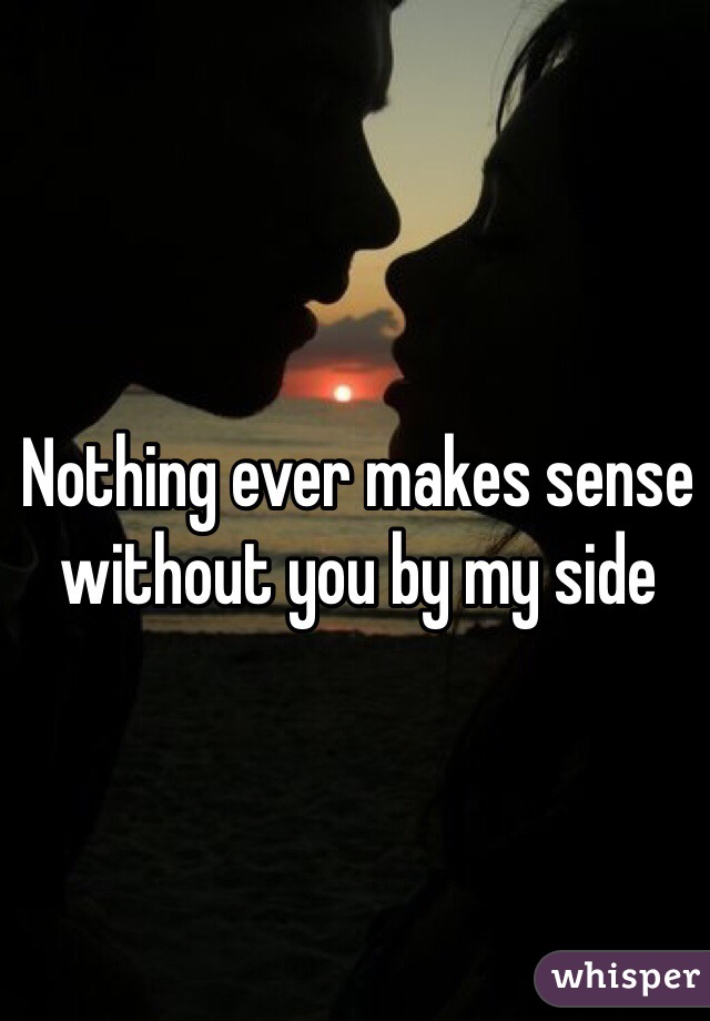 Nothing ever makes sense without you by my side 