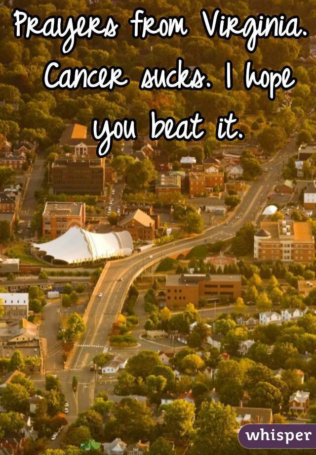Prayers from Virginia. Cancer sucks. I hope you beat it.