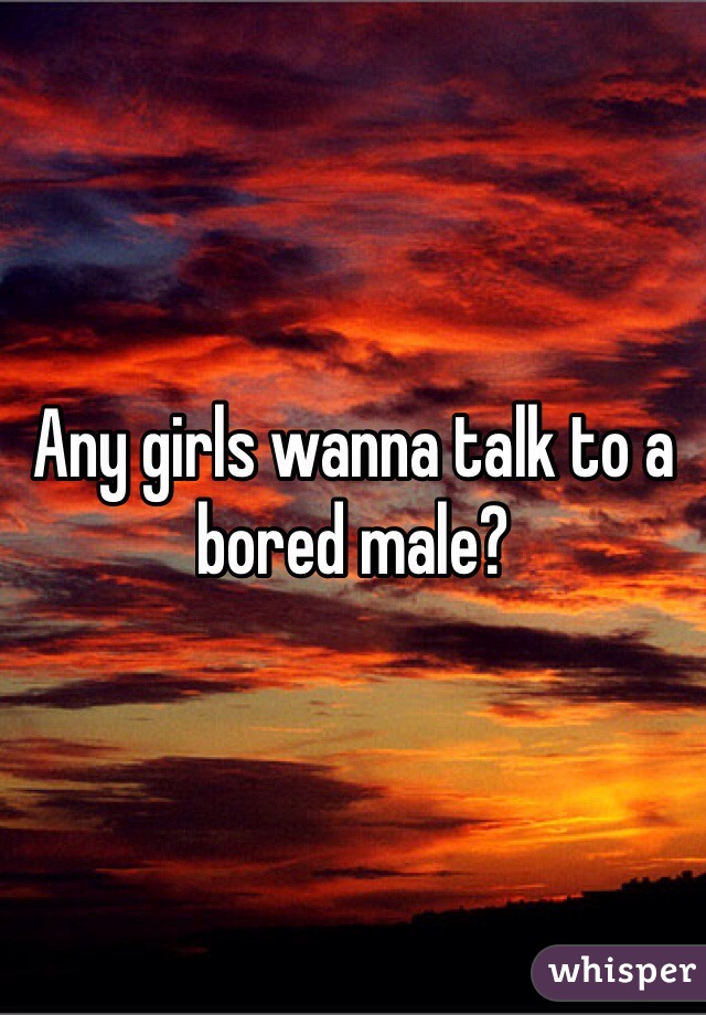 Any girls wanna talk to a bored male?