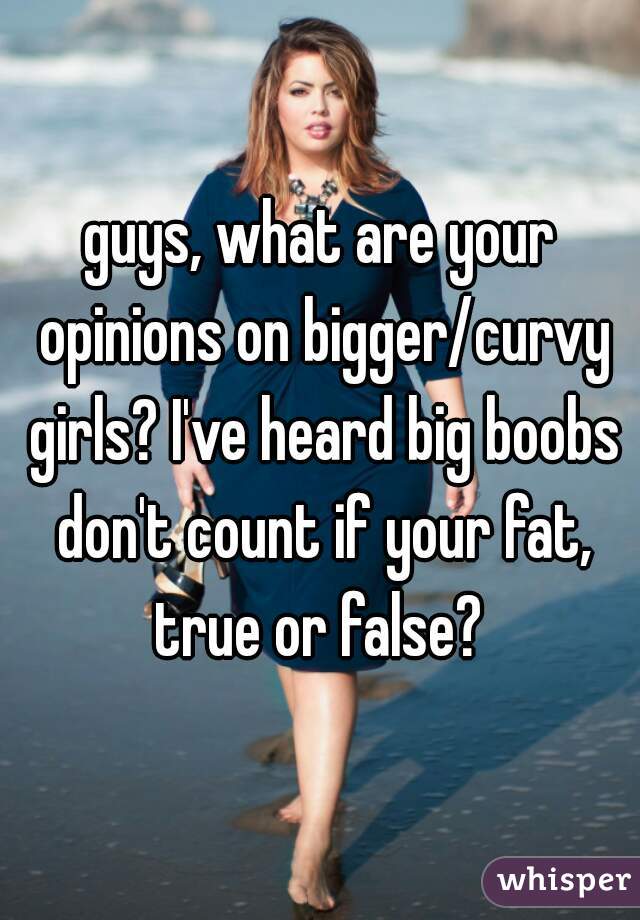 guys, what are your opinions on bigger/curvy girls? I've heard big boobs don't count if your fat, true or false? 