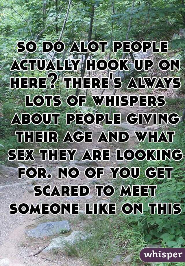 so do alot people actually hook up on here? there's always lots of whispers about people giving their age and what sex they are looking for. no of you get scared to meet someone like on this?