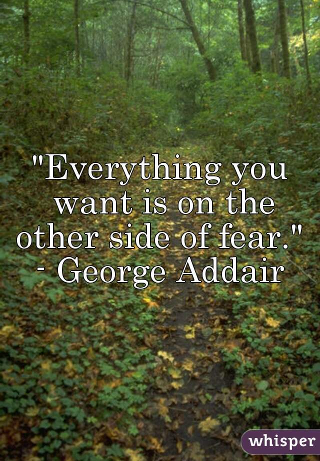 "Everything you want is on the other side of fear." 
- George Addair