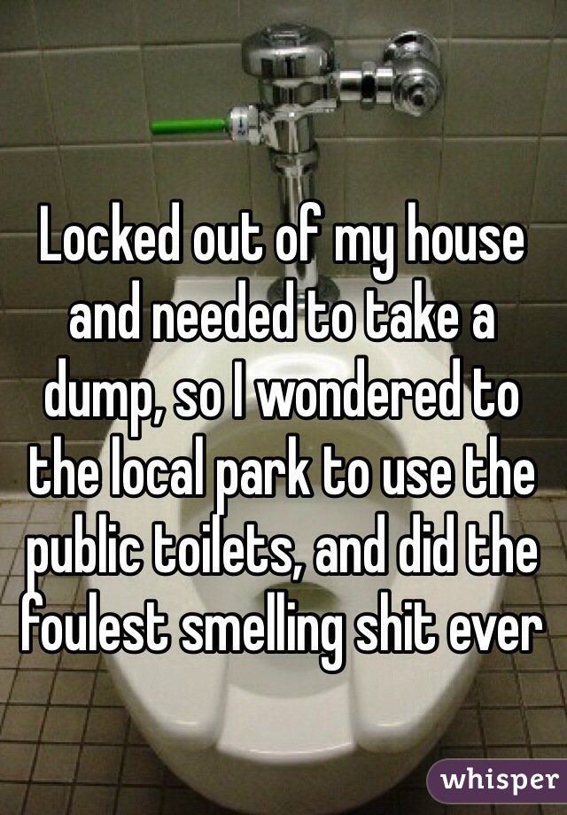 Locked out of my house and needed to take a dump, so I wondered to the local park to use the public toilets, and did the foulest smelling shit ever