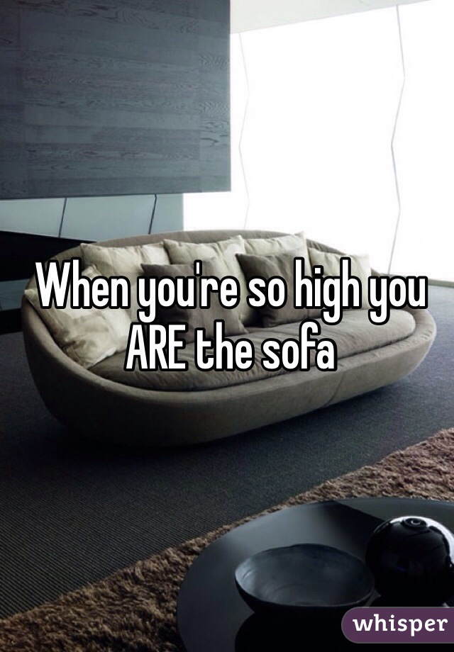 When you're so high you ARE the sofa