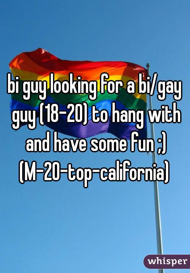 bi guy looking for a bi/gay guy (18-20) to hang with and have some fun ;)
(M-20-top-california)