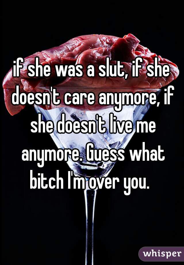 if she was a slut, if she doesn't care anymore, if she doesn't live me anymore. Guess what bitch I'm over you.  