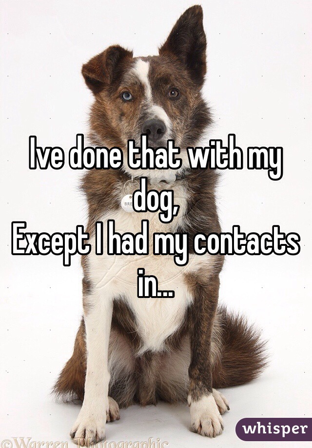 Ive done that with my dog,
Except I had my contacts in...