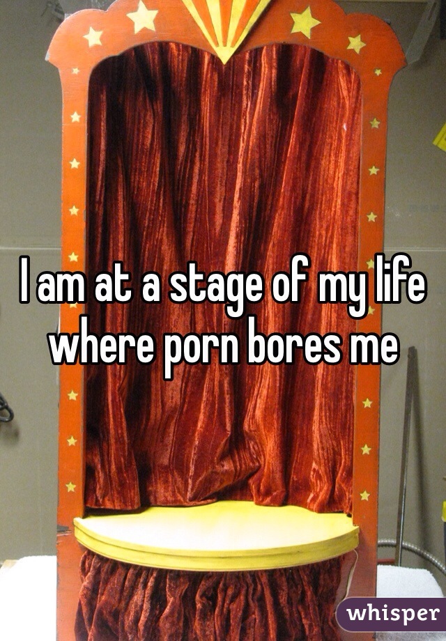 I am at a stage of my life where porn bores me