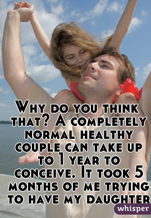 Why do you think that? A completely normal healthy couple can take up to 1 year to conceive. It took 5 months of me trying to have my daughter.