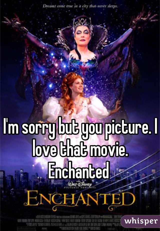 I'm sorry but you picture. I love that movie. Enchanted 