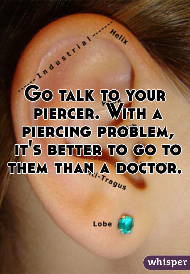 Go talk to your piercer. With a piercing problem, it's better to go to them than a doctor. 