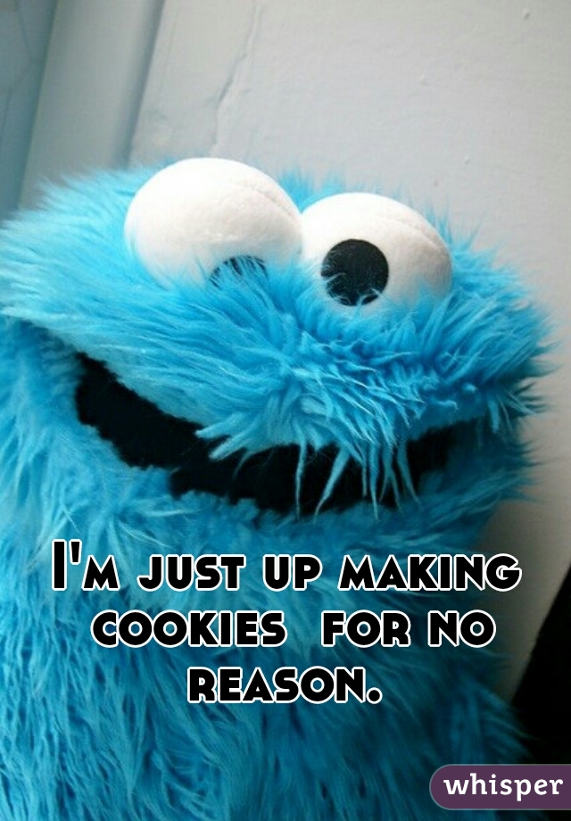 I'm just up making cookies  for no reason. 