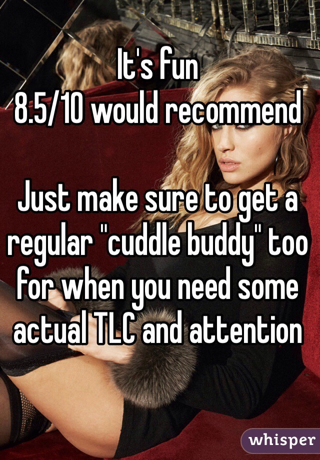 It's fun
8.5/10 would recommend 

Just make sure to get a regular "cuddle buddy" too for when you need some actual TLC and attention  