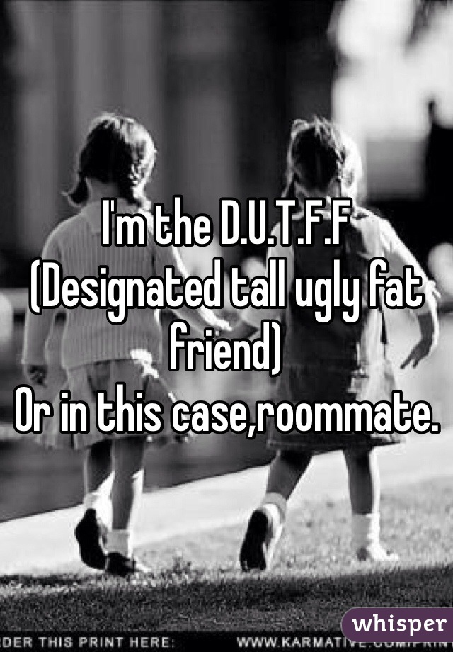 I'm the D.U.T.F.F
(Designated tall ugly fat friend)
Or in this case,roommate.