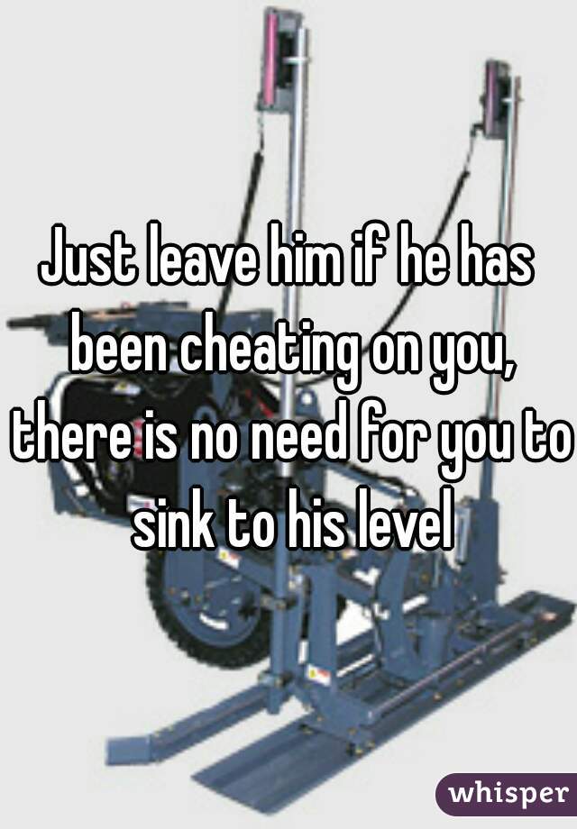 Just leave him if he has been cheating on you, there is no need for you to sink to his level