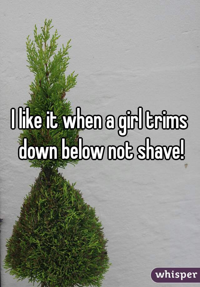 I like it when a girl trims down below not shave!