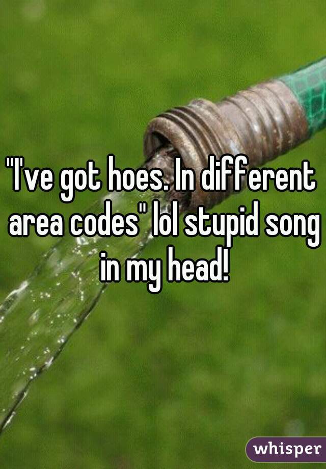 "I've got hoes. In different area codes" lol stupid song in my head!