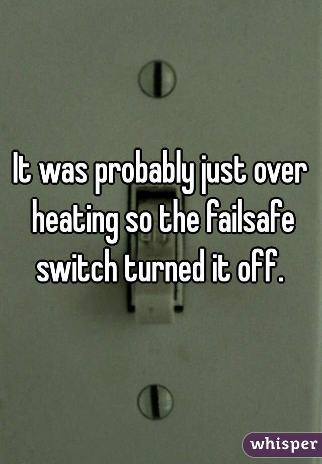 It was probably just over heating so the failsafe switch turned it off. 