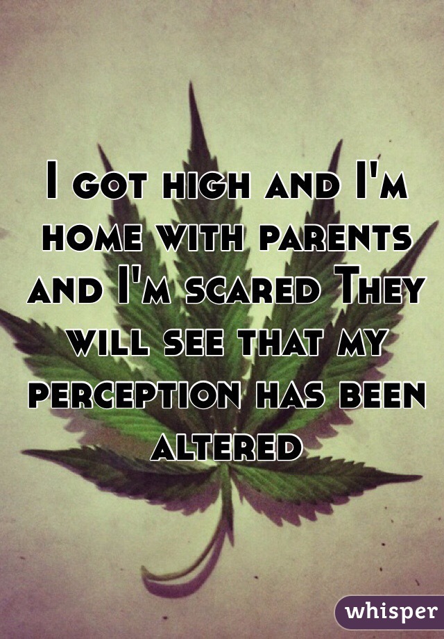 I got high and I'm home with parents and I'm scared They will see that my perception has been altered