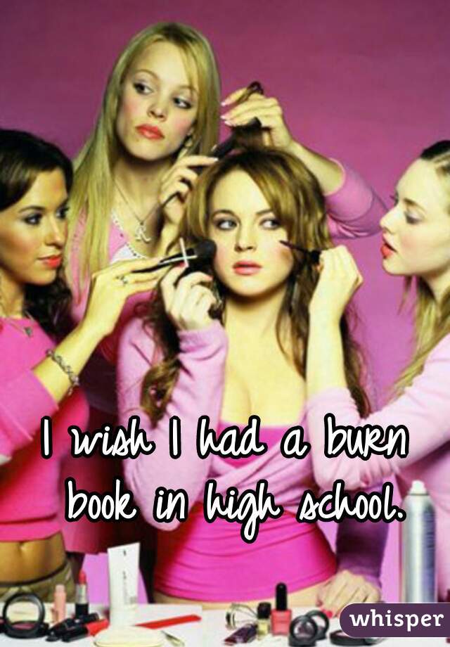 I wish I had a burn book in high school.