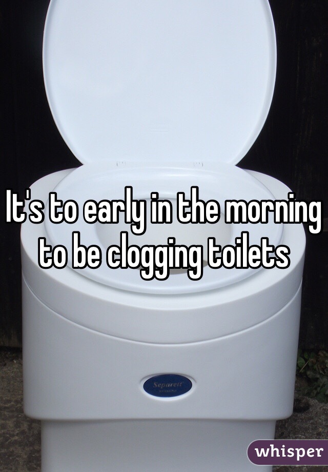 It's to early in the morning to be clogging toilets 