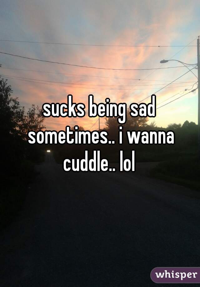sucks being sad sometimes.. i wanna cuddle.. lol 
