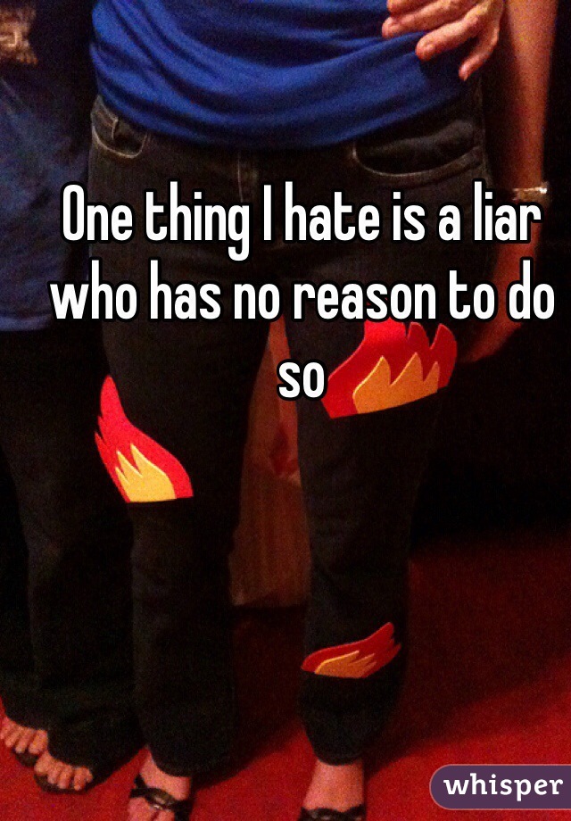 One thing I hate is a liar who has no reason to do so