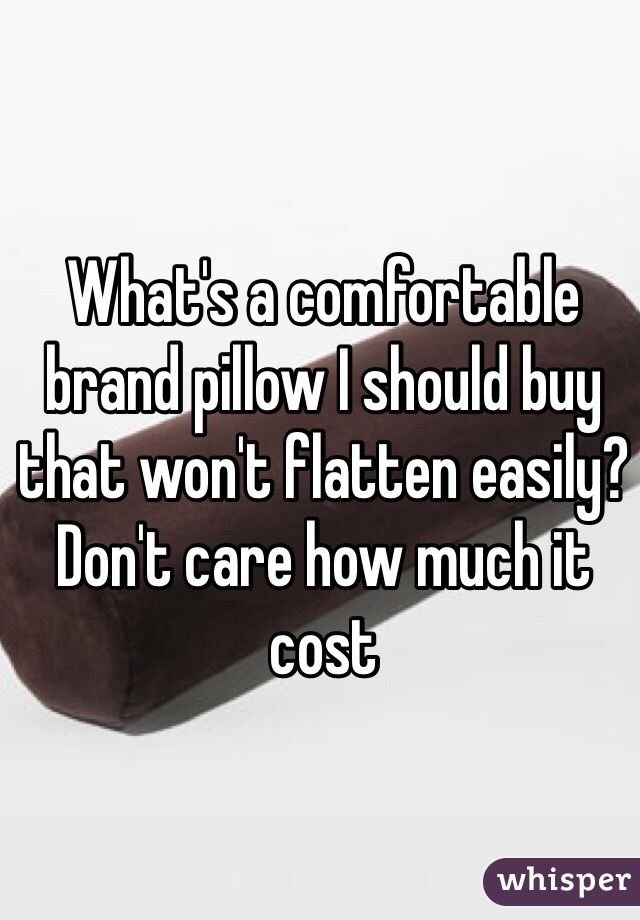 What's a comfortable brand pillow I should buy that won't flatten easily? Don't care how much it cost