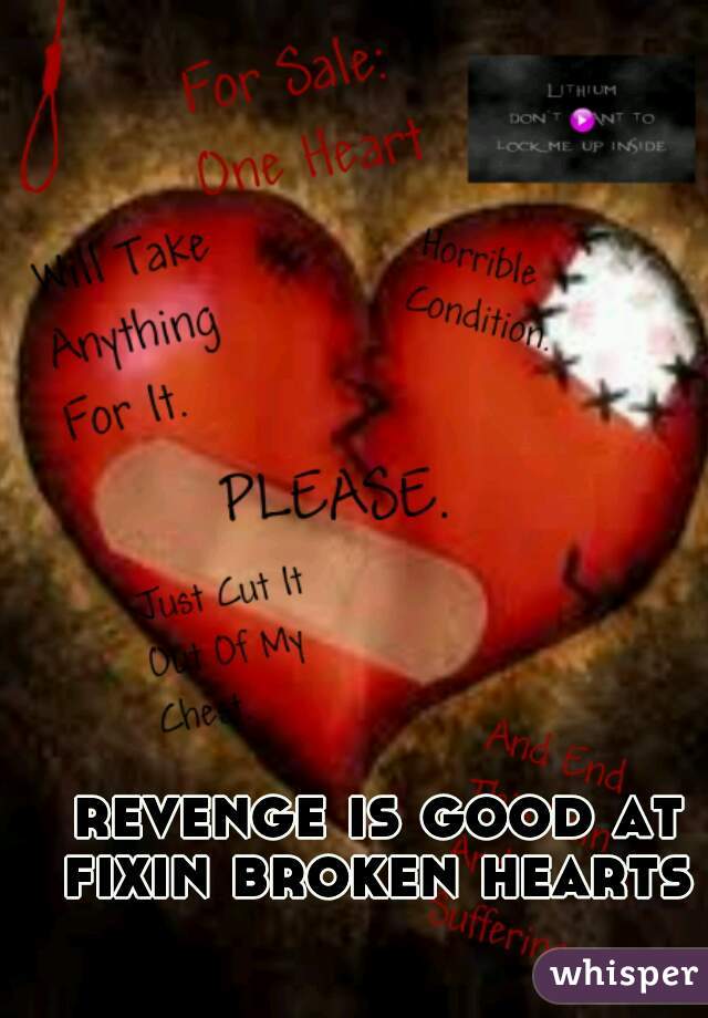 revenge is good at fixin broken hearts 
