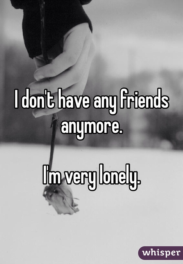 I don't have any friends anymore.

I'm very lonely.