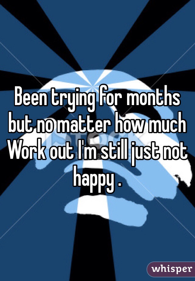 Been trying for months but no matter how much Work out I'm still just not happy . 