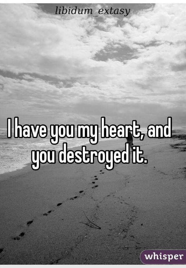 I have you my heart, and you destroyed it.