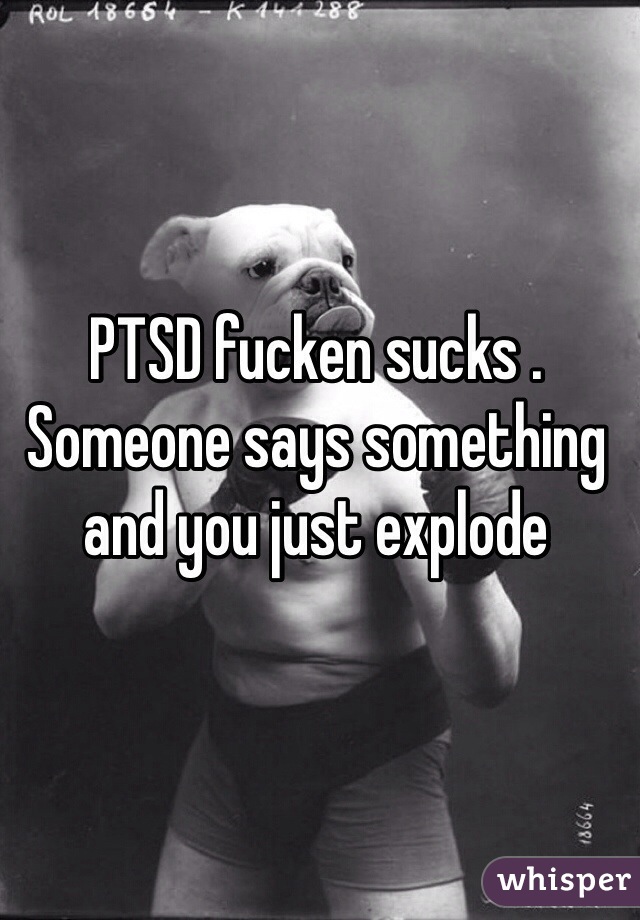 PTSD fucken sucks . Someone says something and you just explode 