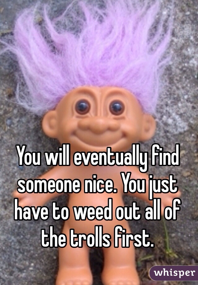 You will eventually find someone nice. You just have to weed out all of the trolls first. 