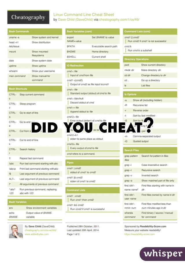 did you cheat?