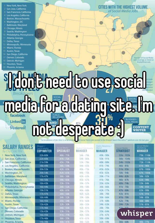 I don't need to use social media for a dating site. I'm not desperate :)