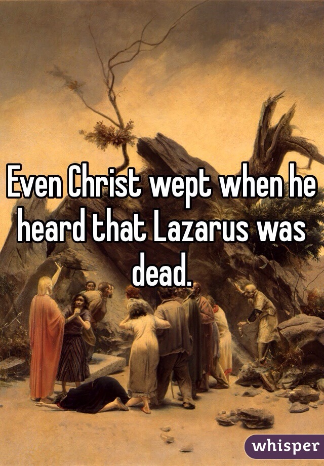Even Christ wept when he heard that Lazarus was dead. 
