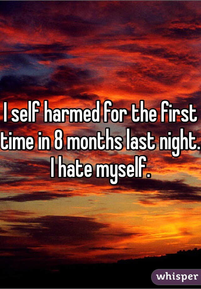 I self harmed for the first time in 8 months last night. I hate myself.