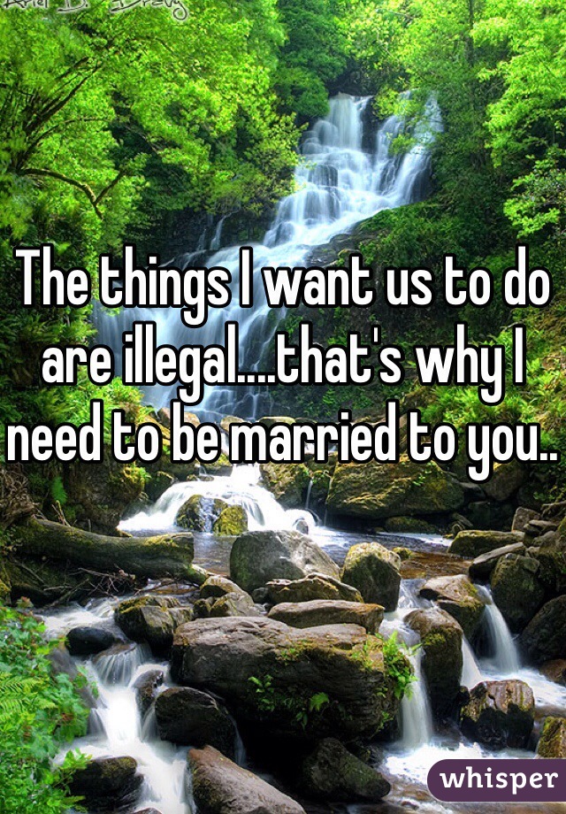 The things I want us to do are illegal....that's why I need to be married to you..