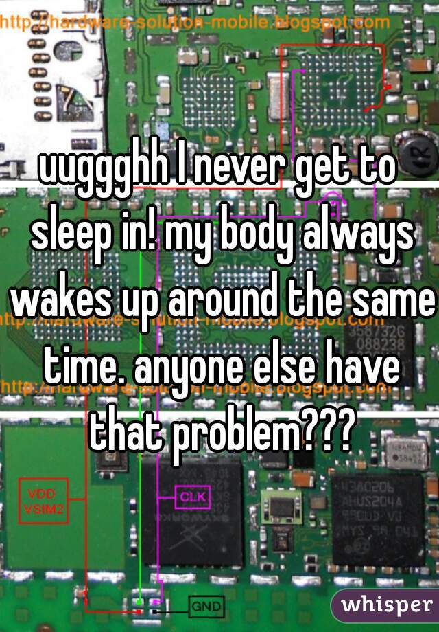 uuggghh I never get to sleep in! my body always wakes up around the same time. anyone else have that problem???