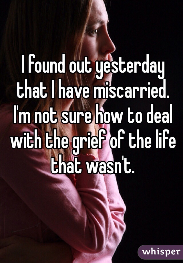 I found out yesterday that I have miscarried.  I'm not sure how to deal with the grief of the life that wasn't.