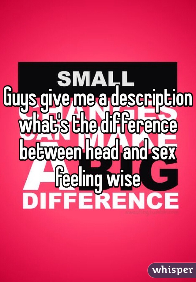 Guys give me a description what's the difference between head and sex feeling wise 