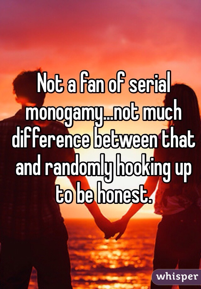 Not a fan of serial monogamy...not much difference between that and randomly hooking up to be honest. 