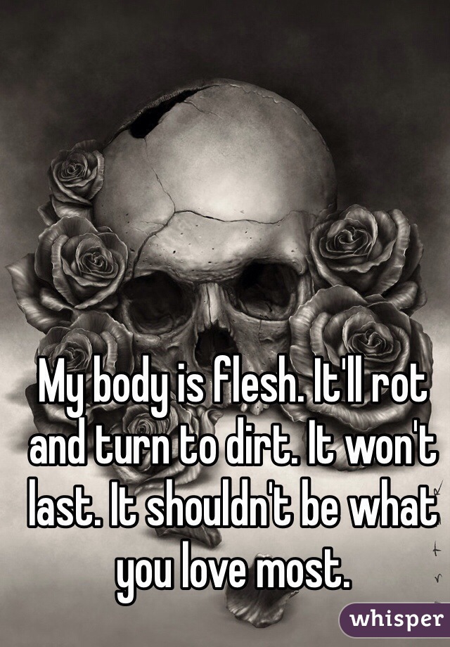 My body is flesh. It'll rot and turn to dirt. It won't last. It shouldn't be what you love most. 